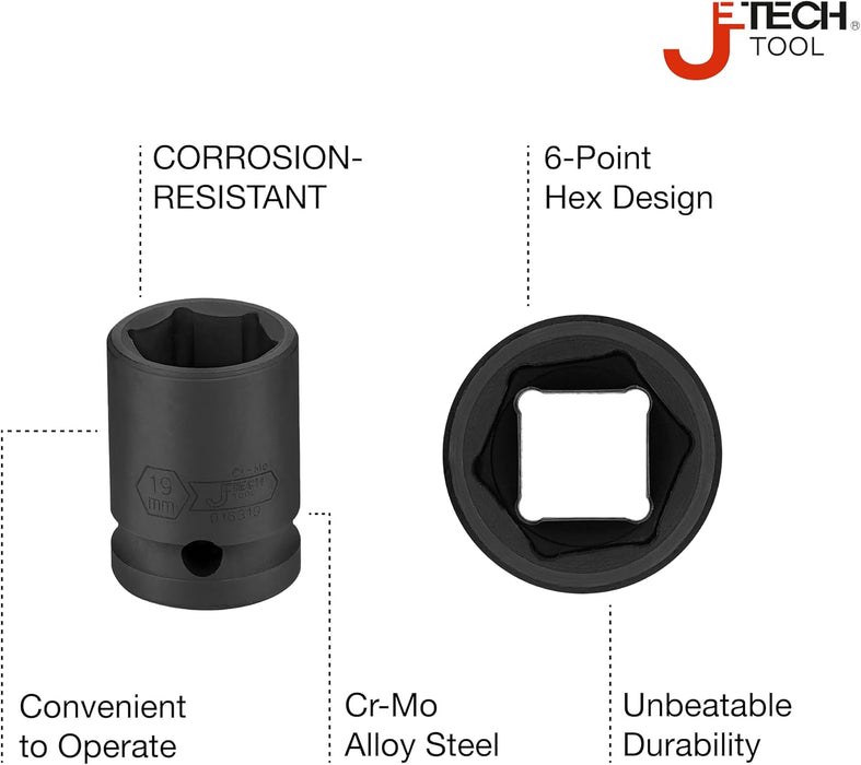 1/2 Inch Drive 19mm Standard Impact Socket