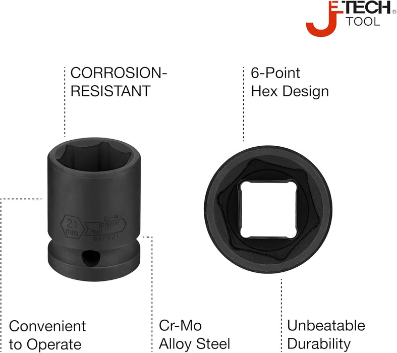 1/2 Inch Drive 21mm Standard Impact Socket