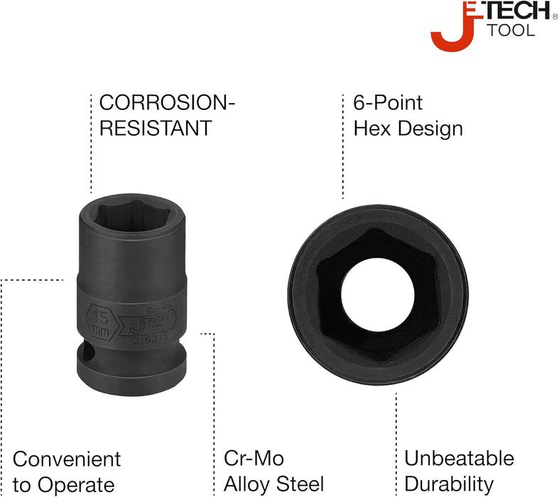 1/2 Inch Drive 15mm Standard Impact Socket
