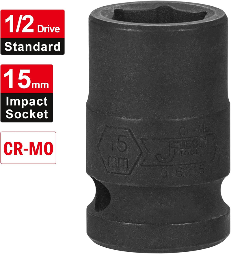 1/2 Inch Drive 15mm Standard Impact Socket
