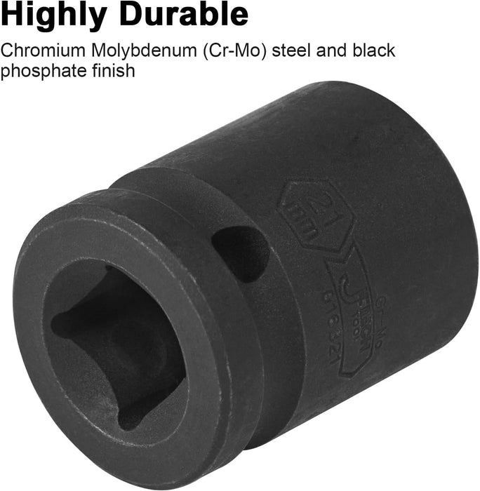 1/2 Inch Drive 21mm Standard Impact Socket