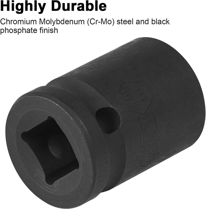1/2 Inch Drive 19mm Standard Impact Socket