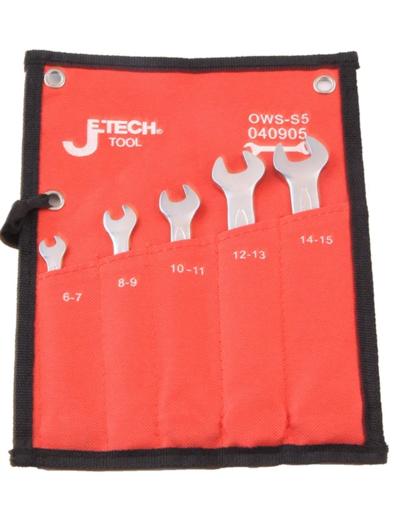 Double Open Wrench Set Metric 5-Piece (6–15mm)