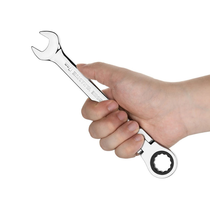 Flexible Head Ratchet Combination Wrench, Gear Spanner 17mm