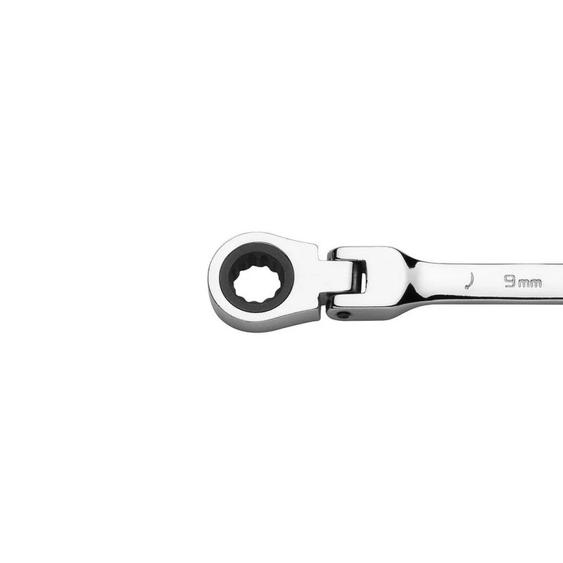 Flexible Head Ratchet Combination Wrench, Gear Spanner 9mm