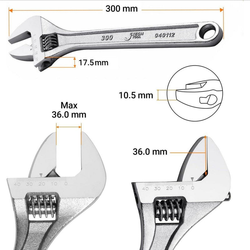 Adjustable Wrench, 12 Inch