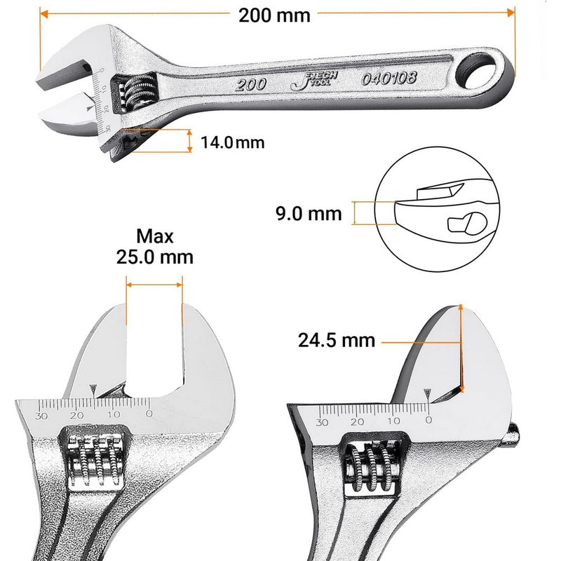 Adjustable Wrench 8-Inch Heavy-Duty