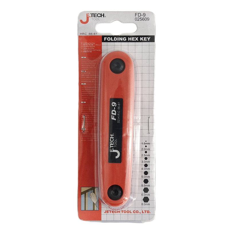 Folding Hex Key Set 9-Piece Metric (1.5–8mm)