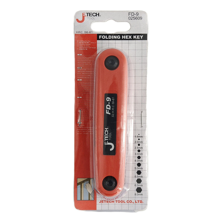 Folding Hex Key Set 9-Piece Metric (1.5–8mm)