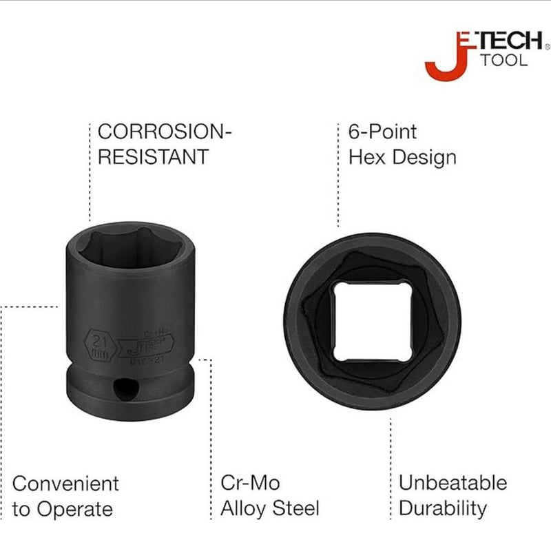 1/2 Inch Drive 21mm Standard Impact Socket
