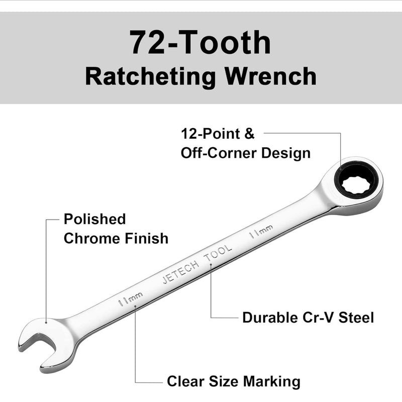 Ratcheting Combination Wrench, Gear Spanner 11mm