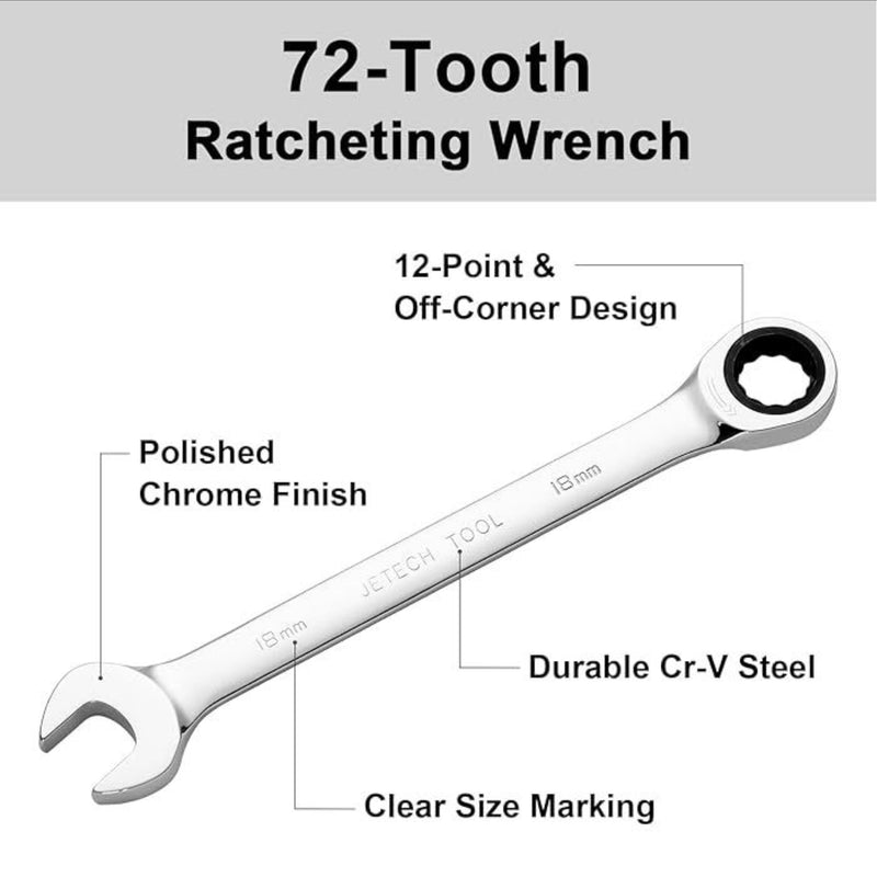Ratcheting Combination Wrench, Gear Spanner 18mm