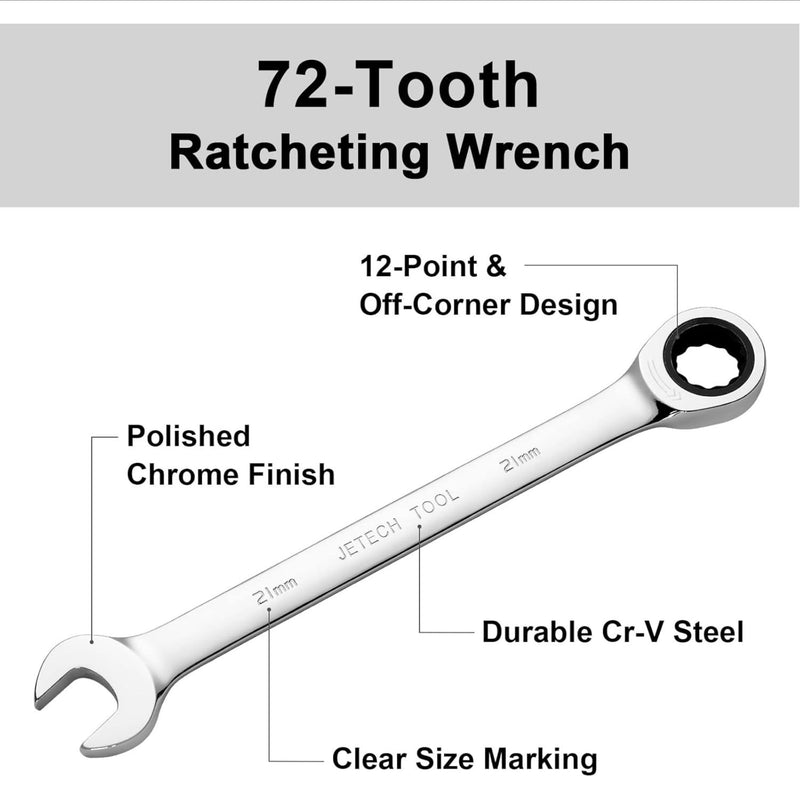 Ratcheting Combination Wrench, Gear Spanner 21mm