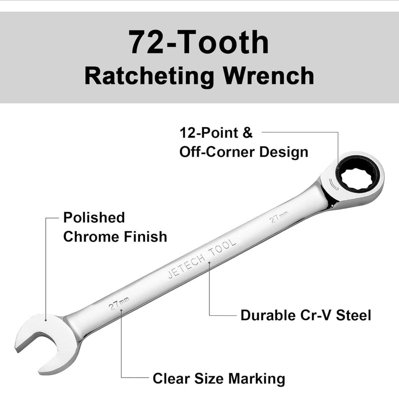 Ratcheting Combination Wrench, Gear Spanner 27mm