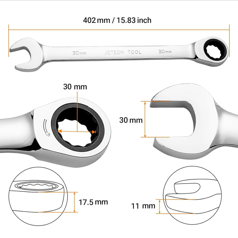Ratcheting Combination Wrench, Gear Spanner 30mm