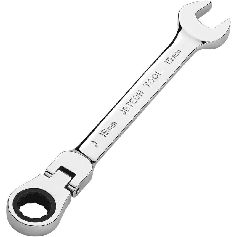 Flexible Head Ratchet Combination Wrench, Gear Spanner 15mm