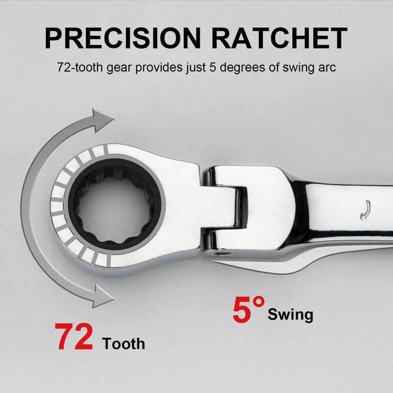 Flexible Head Ratchet Combination Wrench, Gear Spanner 16mm