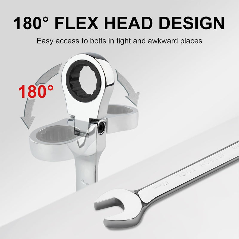 Flexible Head Ratchet Combination Wrench, Gear Spanner 17mm