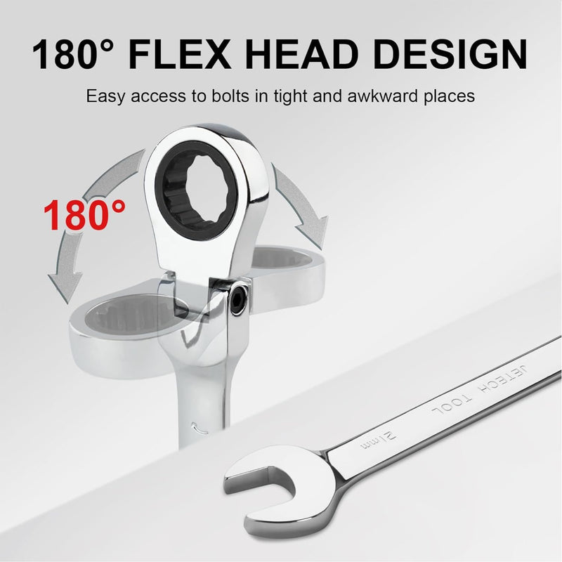 Flexible Head Ratchet Combination Wrench, Gear Spanner 21mm