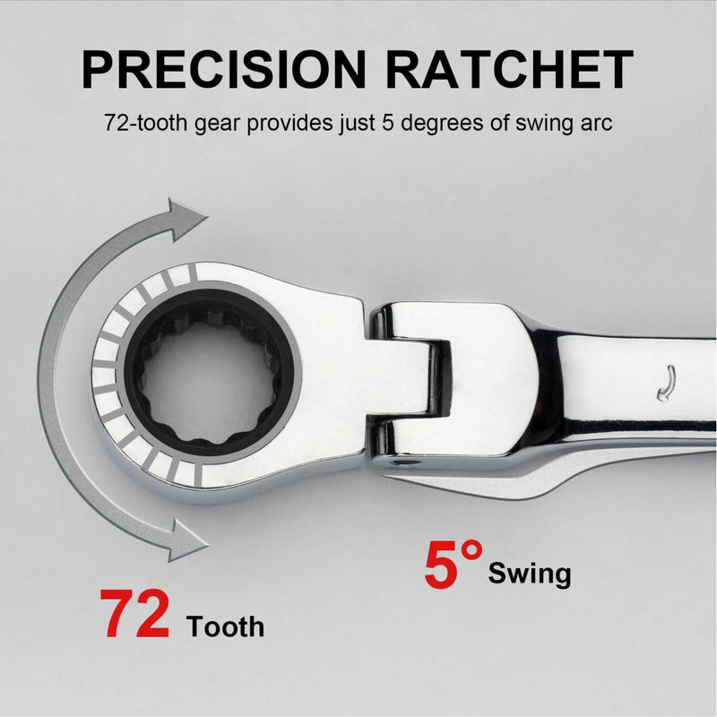Flexible Head Ratchet Combination Wrench, Gear Spanner 27mm