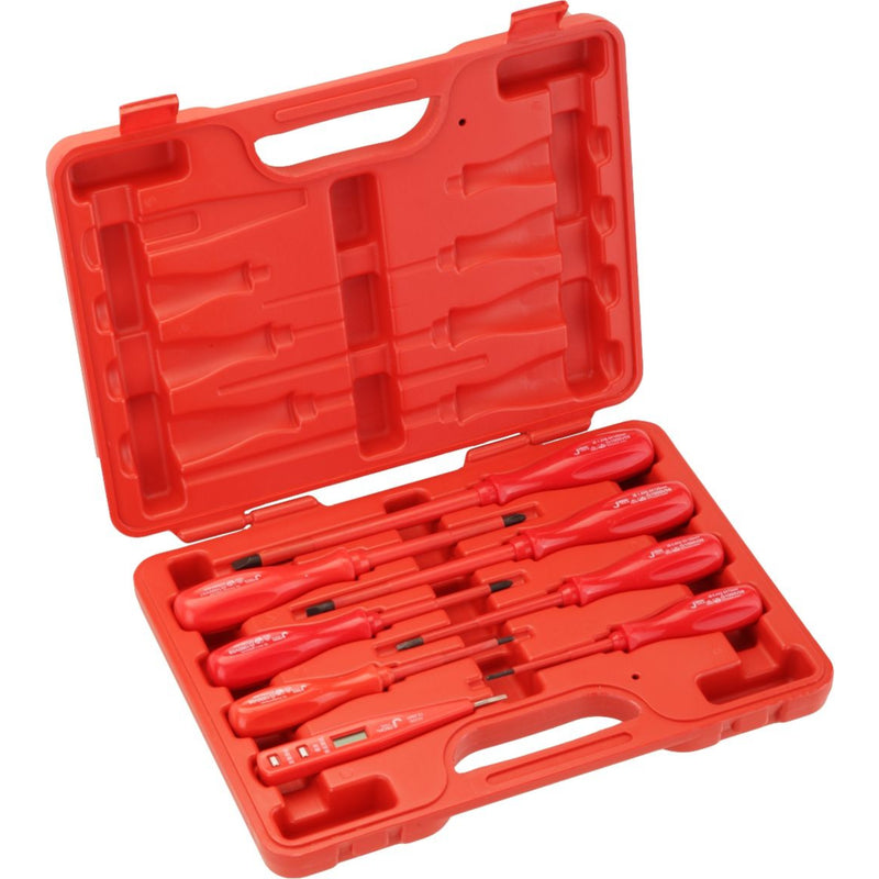Insulated Screwdriver Set Phillips & Slotted with Test Pencil 8-Piece