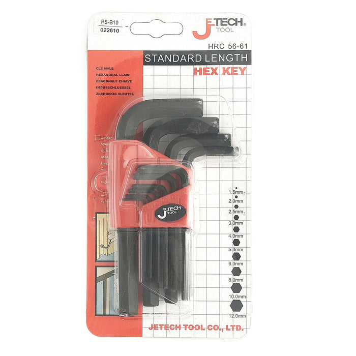 Hex Key Set 10-Piece Metric Standard (1.5–12mm)