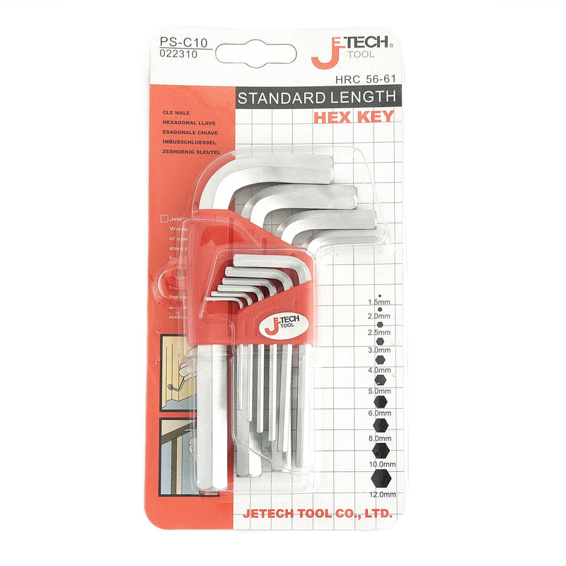 Hex Key Set 10-Piece Metric Small (1.5–12mm)
