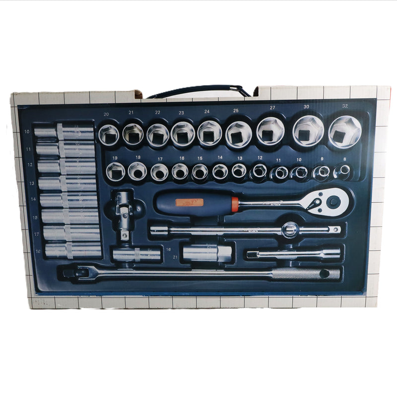 Socket Set 37-Piece 1/2-Inch Drive Metric (8–32mm & 10–19mm Deep)