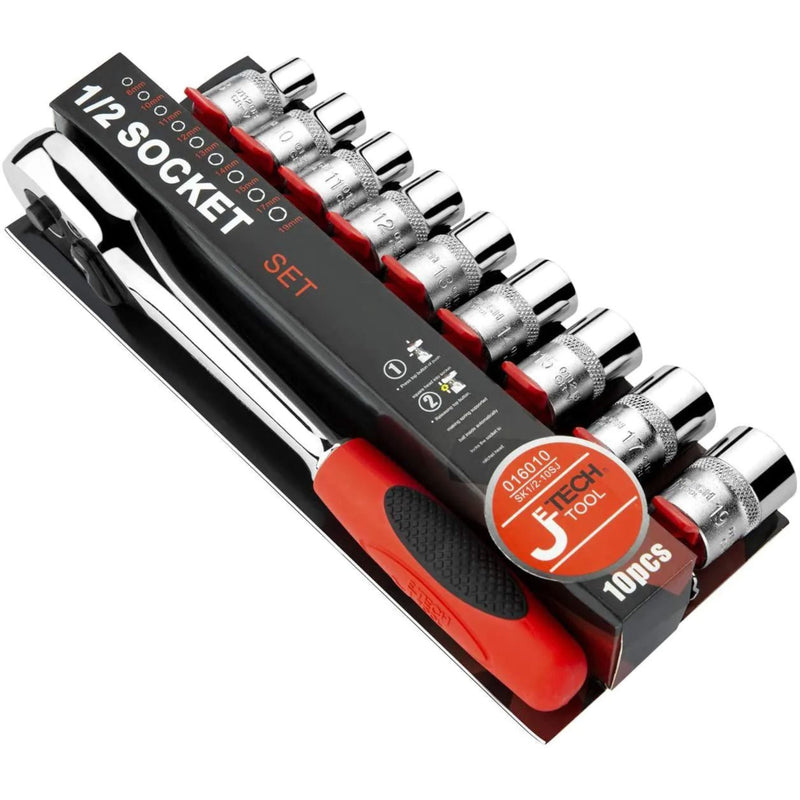 Socket Set 10-Piece 1/2-Inch Drive Metric (8–19mm)