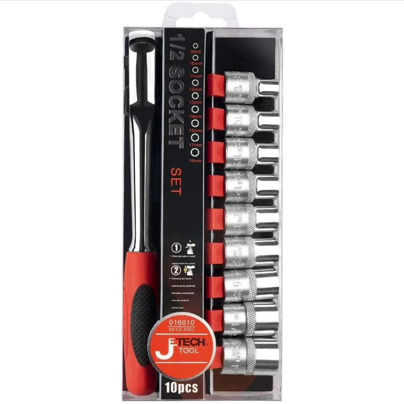 Socket Set 10-Piece 1/2-Inch Drive Metric (8–19mm)
