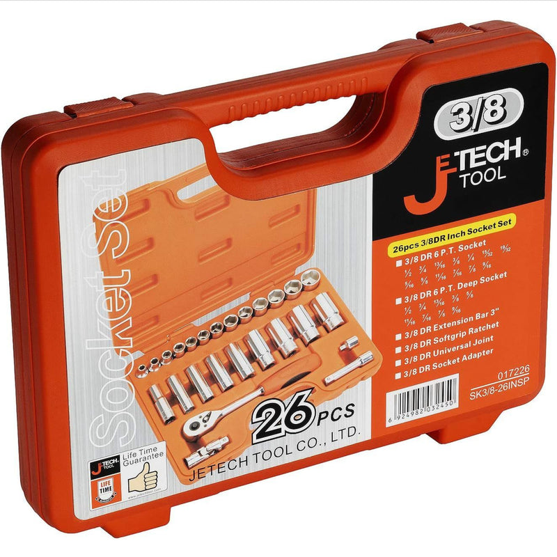 Socket Set 26-Piece 3/8-Inch Drive SAE with Ratchet & Accessories