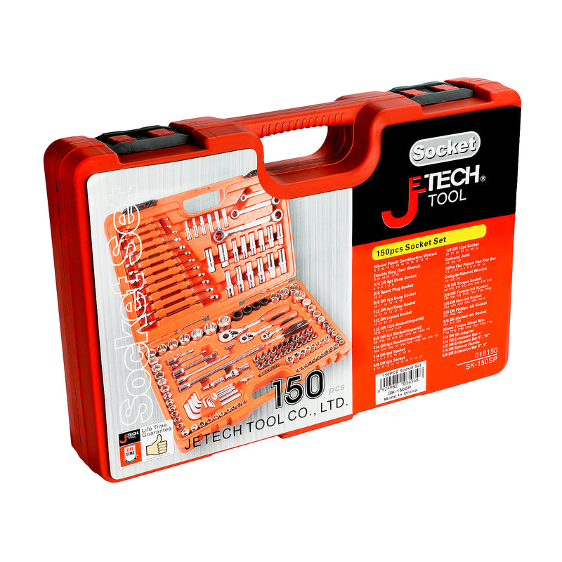Socket Wrench Set 150-Piece 1/2, 3/8 & 1/4-Inch Drive Metric & SAE with Accessories
