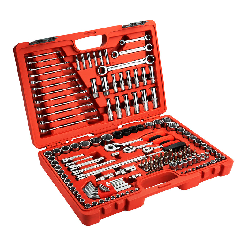 Socket Wrench Set 150-Piece 1/2, 3/8 & 1/4-Inch Drive Metric & SAE with Accessories