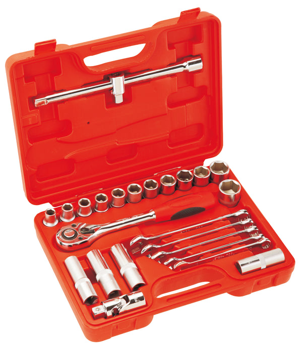 Socket Set 25-Piece 1/2-Inch Drive Metric with Ratchet & Accessories