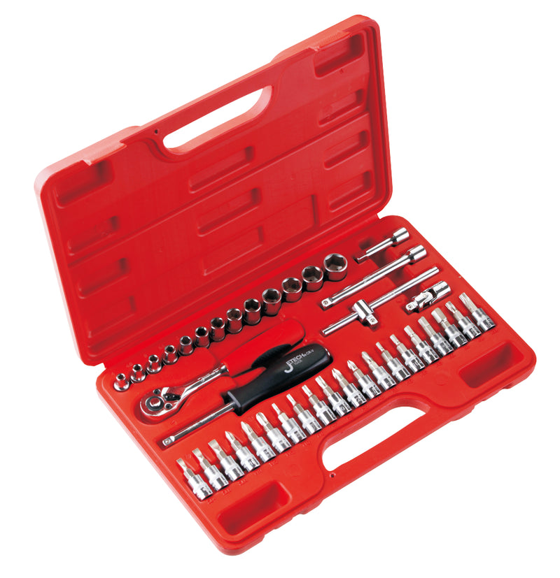 Socket Set 39-Piece 1/4-Inch Drive Metric (4–14mm) with Bit Sockets & Accessories