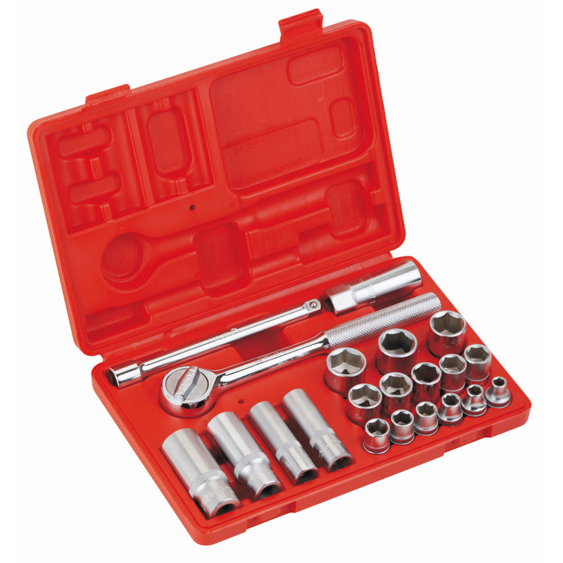 Socket Set 21-Piece 3/8-Inch Drive Metric with Ratchet & Accessories