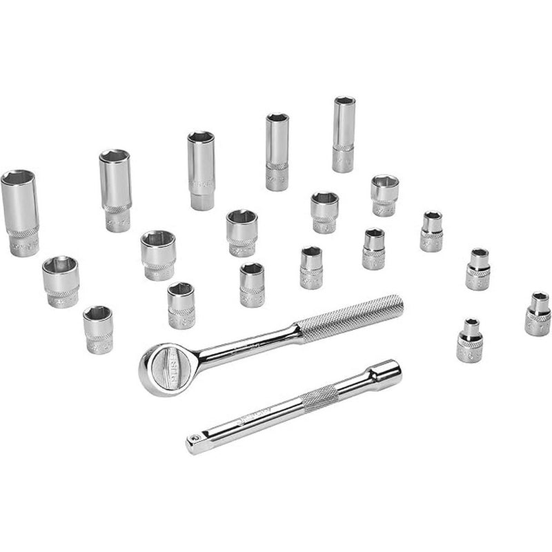 Socket Set 21-Piece 3/8-Inch Drive Metric with Ratchet & Accessories