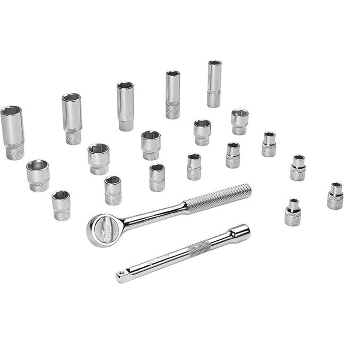 Socket Set 21-Piece 3/8-Inch Drive Metric with Ratchet & Accessories