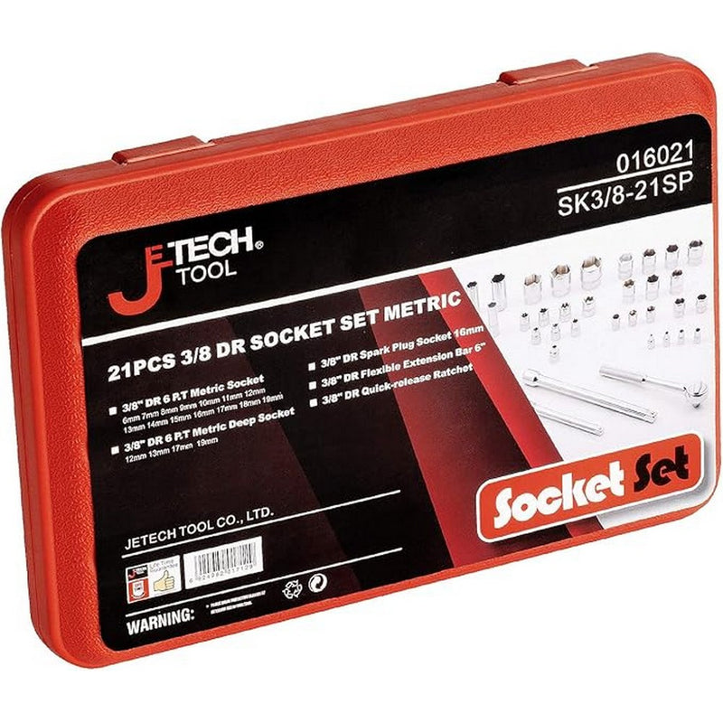 Socket Set 21-Piece 3/8-Inch Drive Metric with Ratchet & Accessories