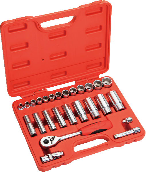 Socket Set 26-Piece 3/8-Inch Drive SAE with Ratchet & Accessories